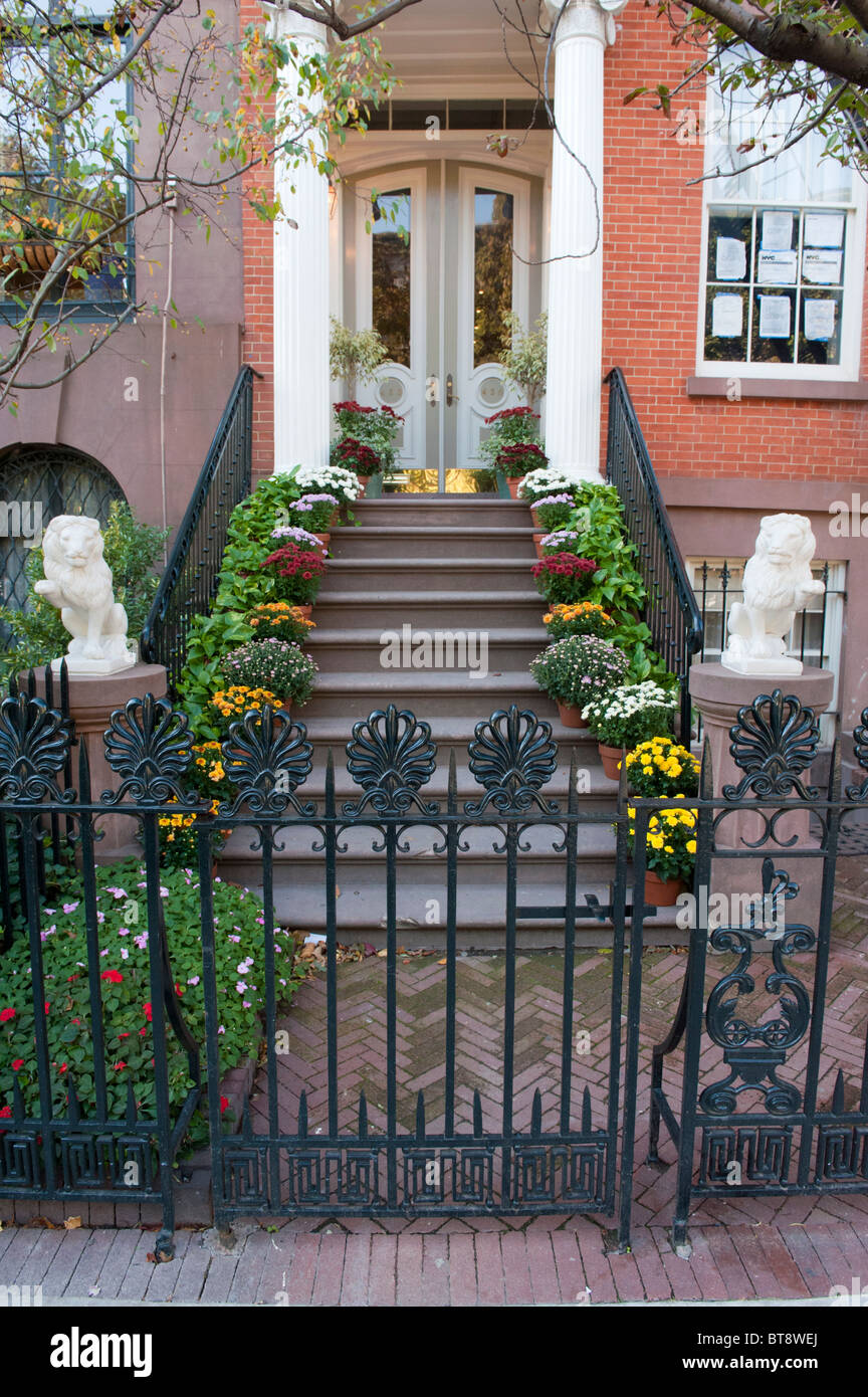 Entrée d'immeuble dans quartier de Chelsea de Manhattan New York Banque D'Images