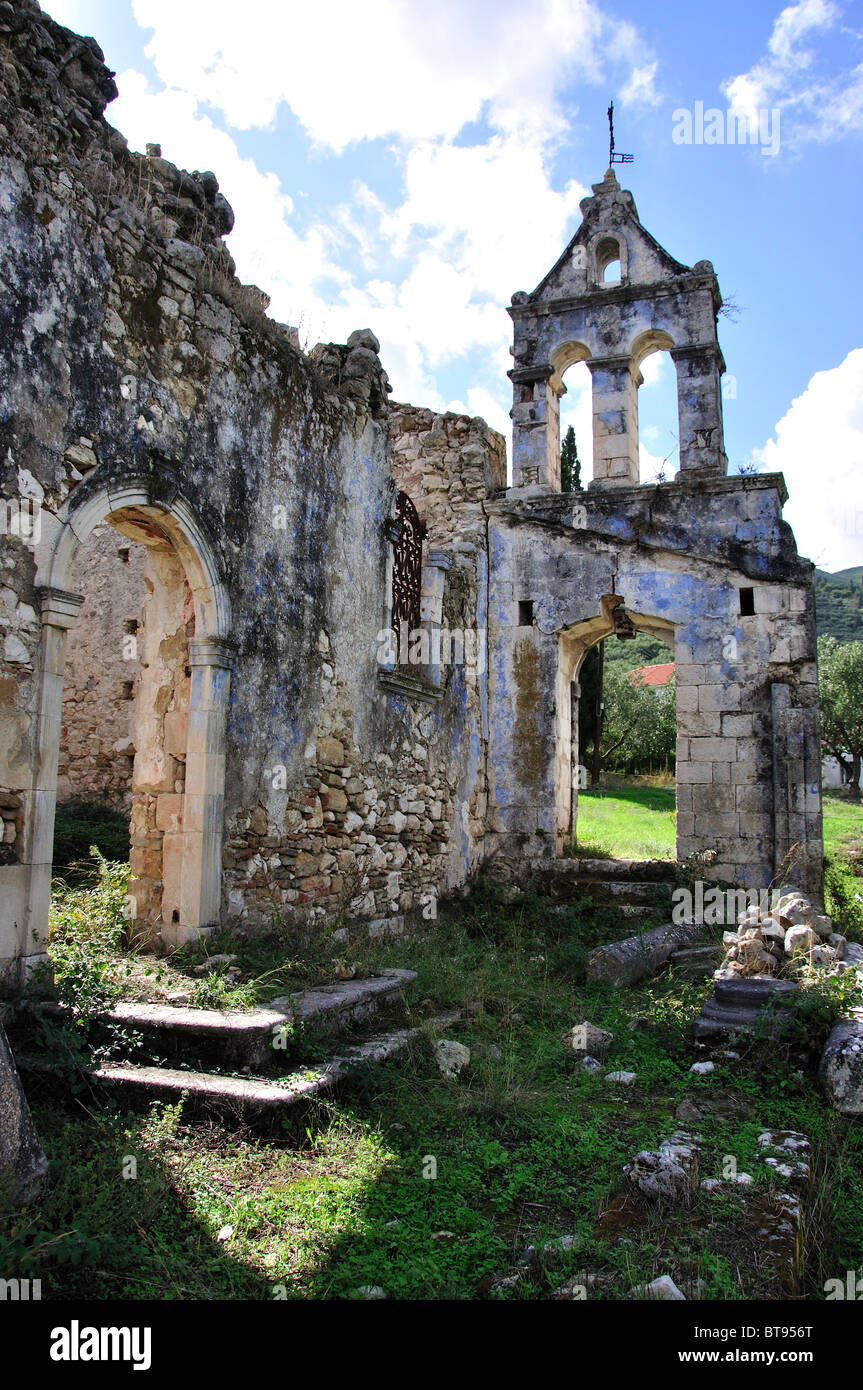 L'église ruines à Melinado, Zante, îles Ioniennes, Grèce Banque D'Images