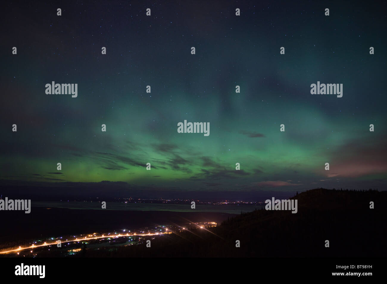 Northern Lights sur Matanuska-Susitna Valley, Alaska Banque D'Images