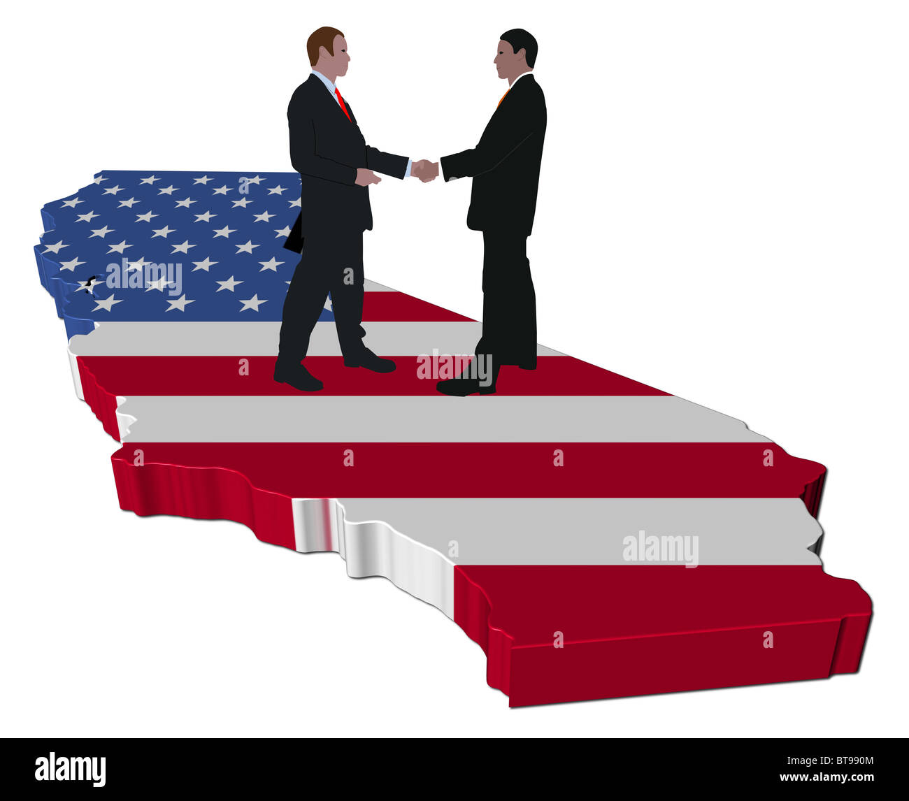 Business people shaking hands on California carte drapeau illustration Banque D'Images