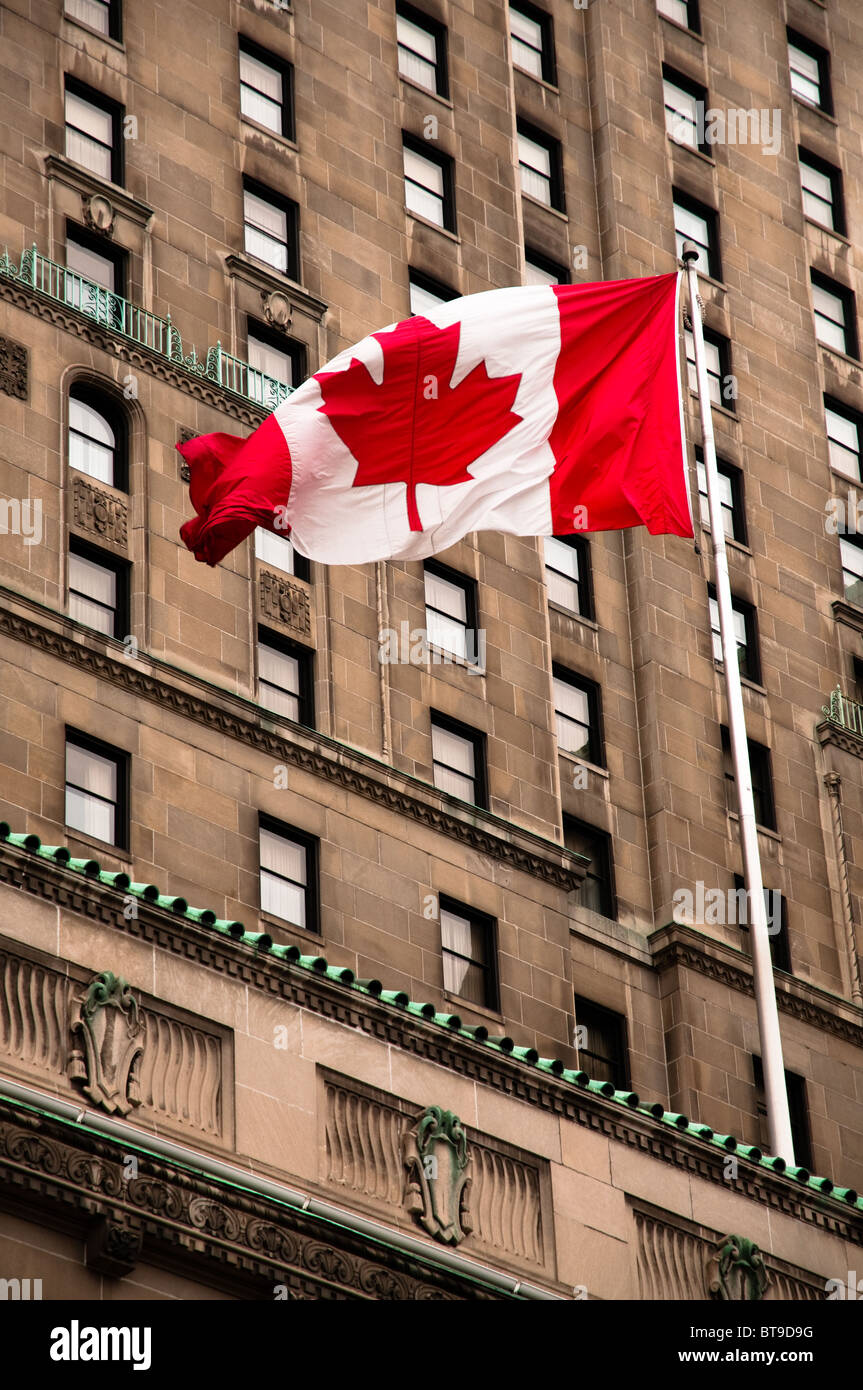 Drapeau du Canada qui flotte dans la brise Banque D'Images