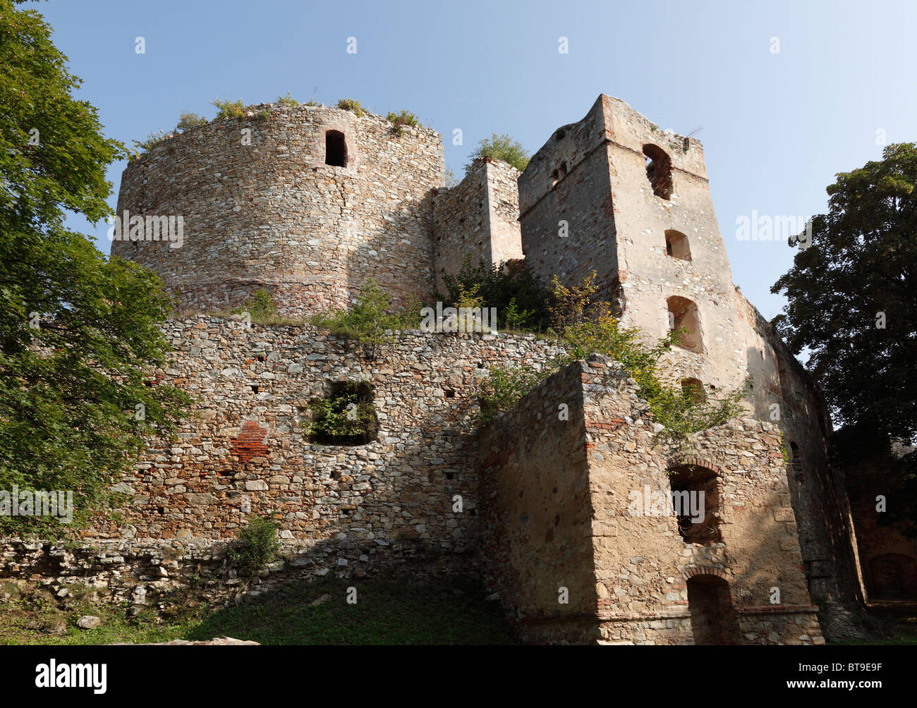 Ruines du château de Burgruine Landsee, Burgenland, Autriche, Europe Banque D'Images