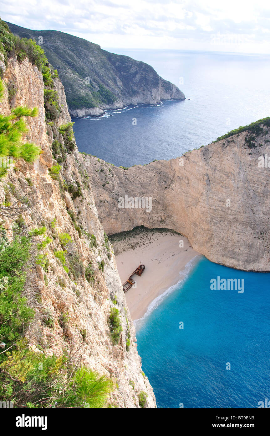 Plage de Navagio (Shipwreck Bay), Zante, îles Ioniennes, Grèce Banque D'Images