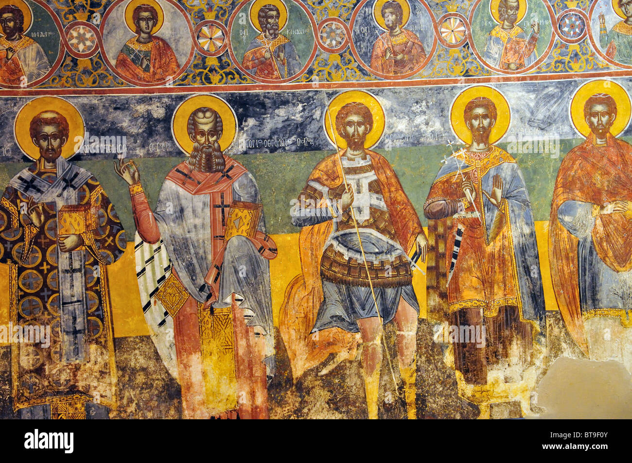 De fresques du monastère de Sant'Andrea, Musée byzantin, la place Solomos, la ville de Zakynthos, Zakynthos (Zante), îles Ioniennes, Grèce Banque D'Images