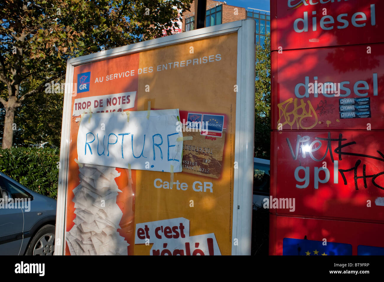Paris, France, Gaz de France, signer, la panique l'achat, en raison de la grève nationale contre le gouvernement Banque D'Images