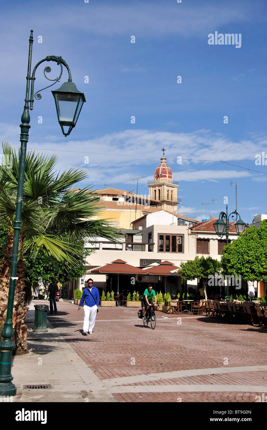 Place Dimokratias, Zakynthos, Zakynthos, îles Ioniennes, Grèce Banque D'Images