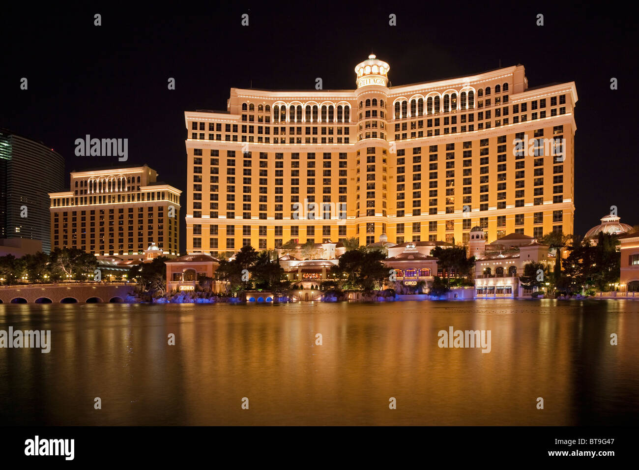 Nuit à l'hôtel Bellagio, Las Vegas, Nevada, USA Banque D'Images