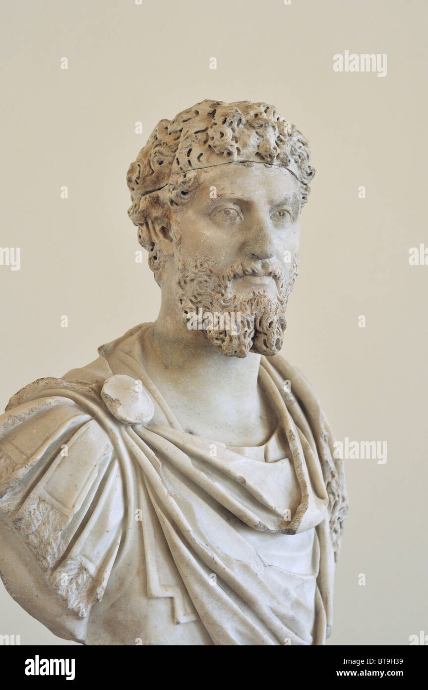 Rome. L'Italie. Portrait buste de l'empereur romain Septime Sévère (145-211 AD), 3e C A.D. Museo Nazionale Romano. Palazzo Altemps. Banque D'Images