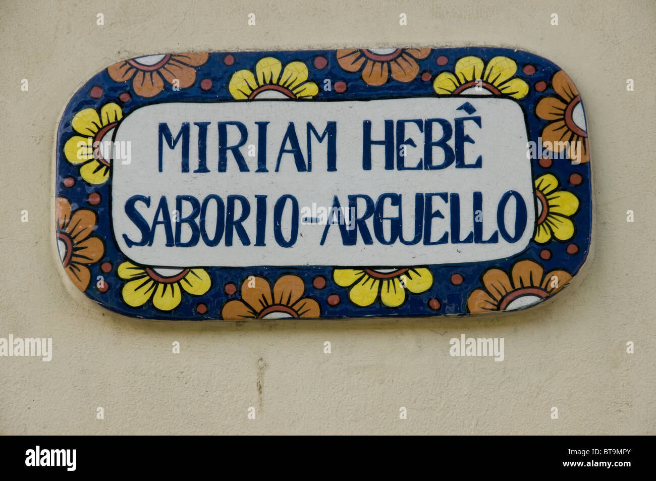 Plaque de Rue Leon Nicaragua Banque D'Images