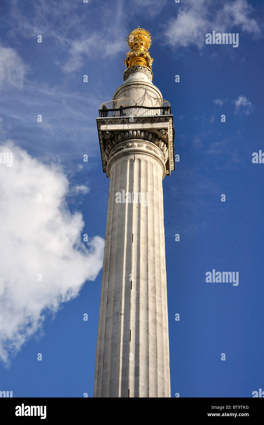 Le Monument Tour, Monument Street, City of London, Greater London, Angleterre, Royaume-Uni Banque D'Images