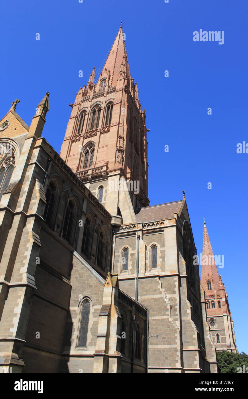 St Paul's Anglican Cathedral, Swanston Street, Central Business District, CBD, Melbourne, Victoria, Australie, Océanie Banque D'Images