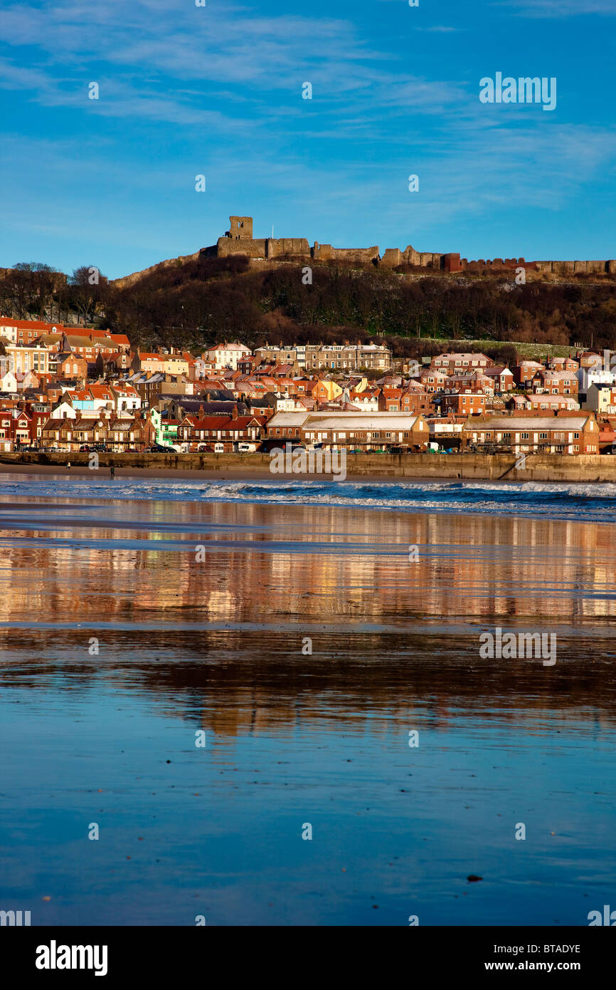 Scarborough South Bay Beach en hiver à marée basse Banque D'Images