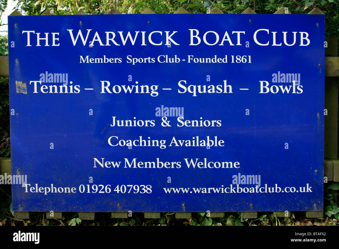Le Warwick boat club sign Banque D'Images