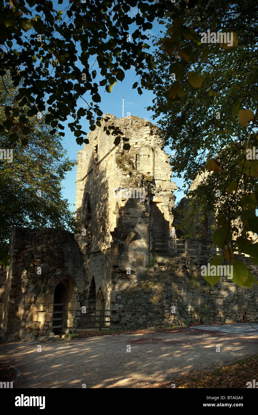 Jardins et château de Knaresborough, Yorkshire du Nord à l'automne Banque D'Images