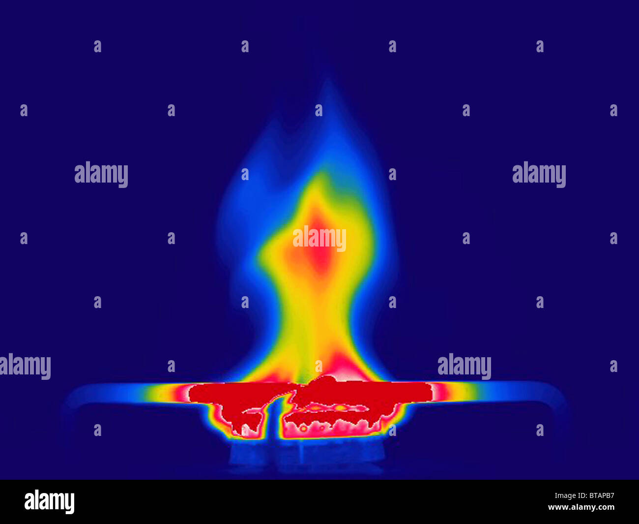 Image thermique d'une cuisinière à gaz Type de support anneau : Photographie pas inscrit mais www.stockthermalimages.com Banque D'Images