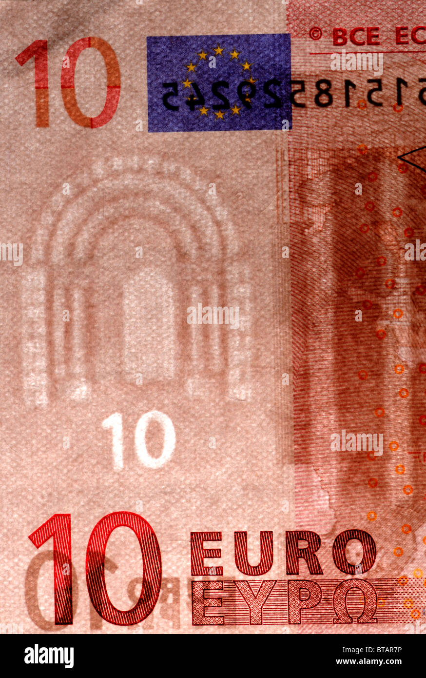 Filigrane sur 10 Euro note Banque D'Images