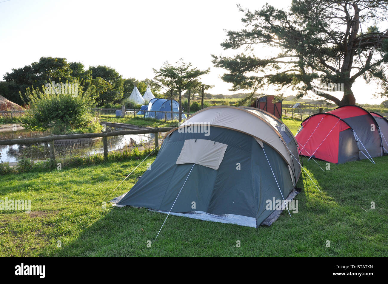 Camping à la ferme, Mayals Clyne, Swansea, West Glamorgan, Pays de Galles Banque D'Images