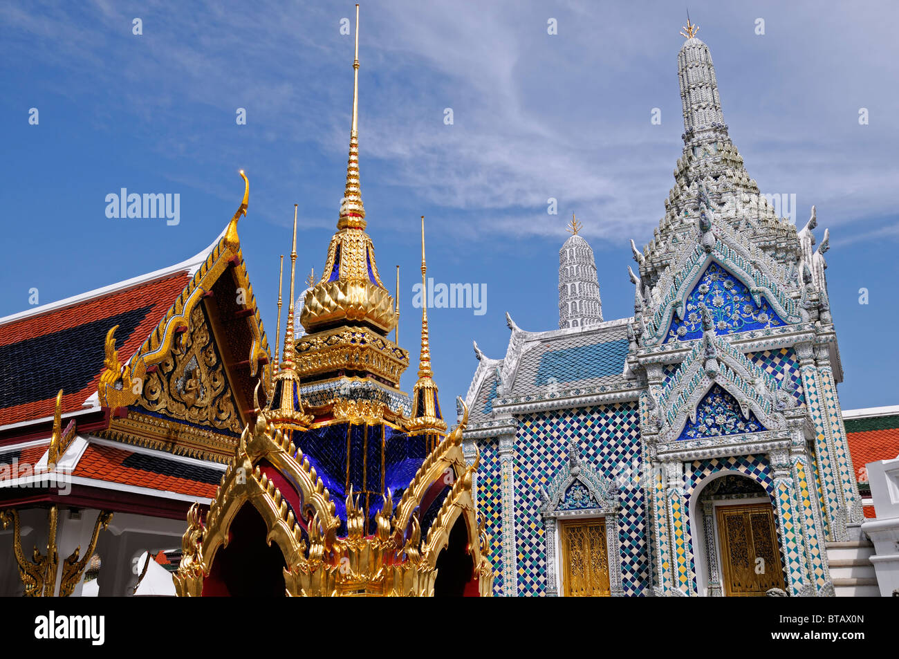 Le Grand Palace Bangkok Thaïlande Wat Phra Kaew Temple du Bouddha Émeraude Pierres Sema Sema Bai Double Banque D'Images
