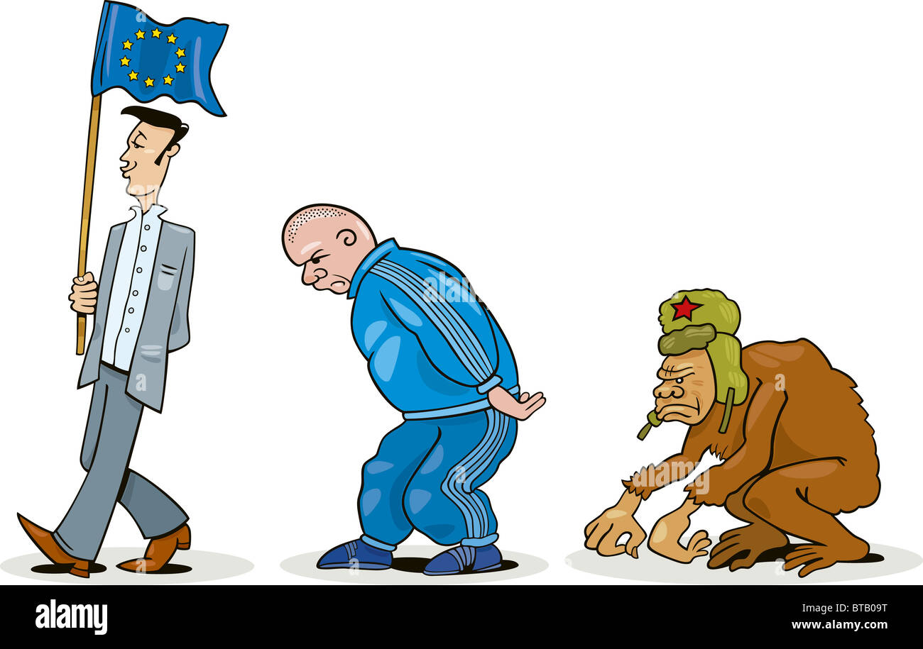 Caricature humoristique illustration de l'évolution de l'Europe de l'Est Banque D'Images