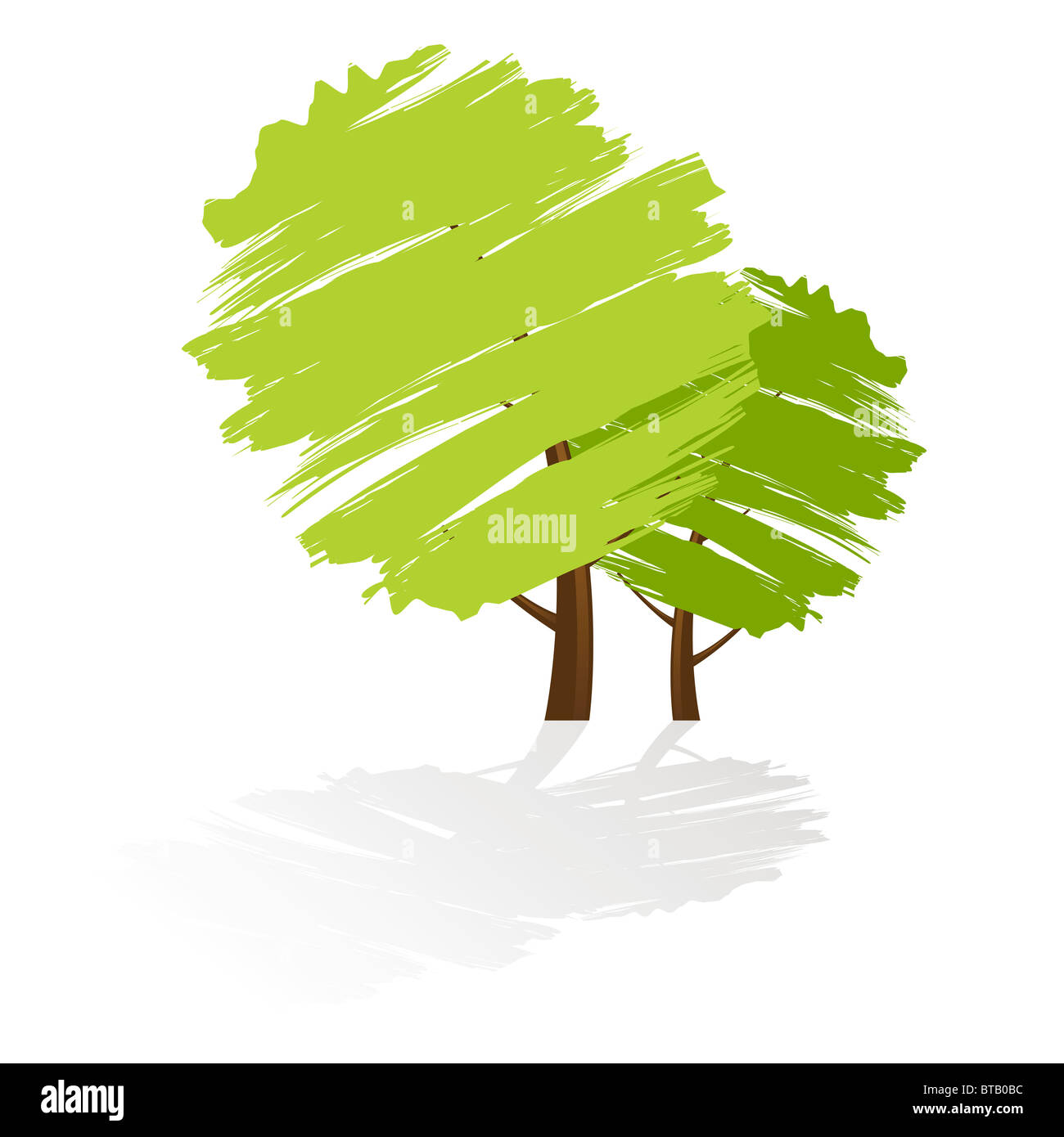 L'icône de l'arbre avec la réflexion Banque D'Images