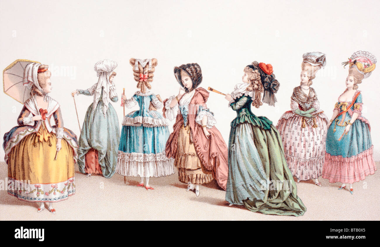 La mode féminine française durant le règne de Louis XVI. Banque D'Images