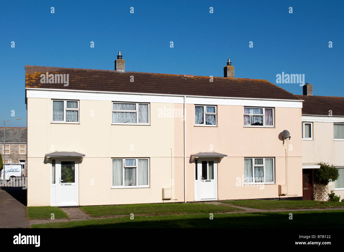 Dans le logement du conseil Redruth, Cornwall, UK Banque D'Images