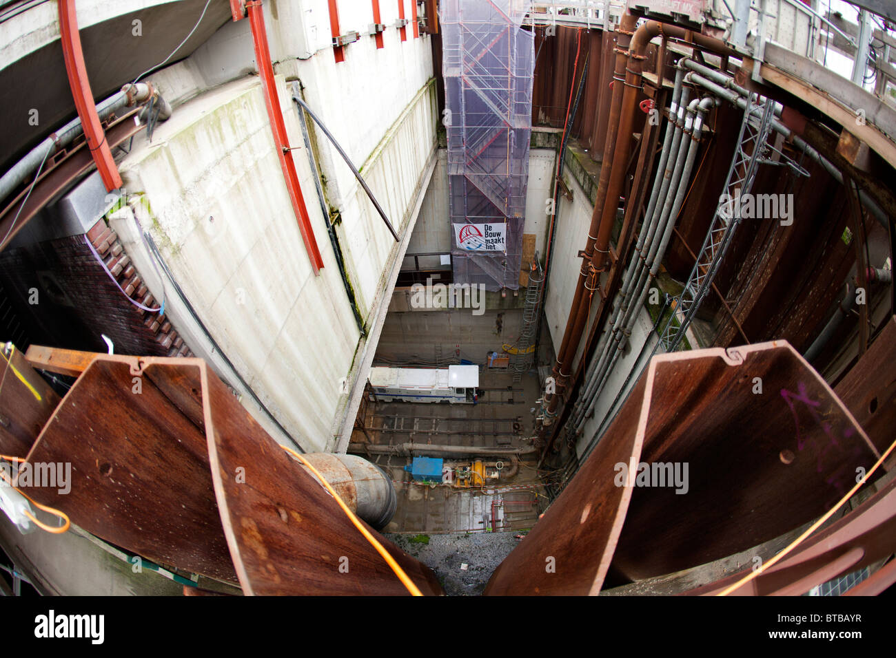 Construction de nouvelles underground à Amsterdam Banque D'Images