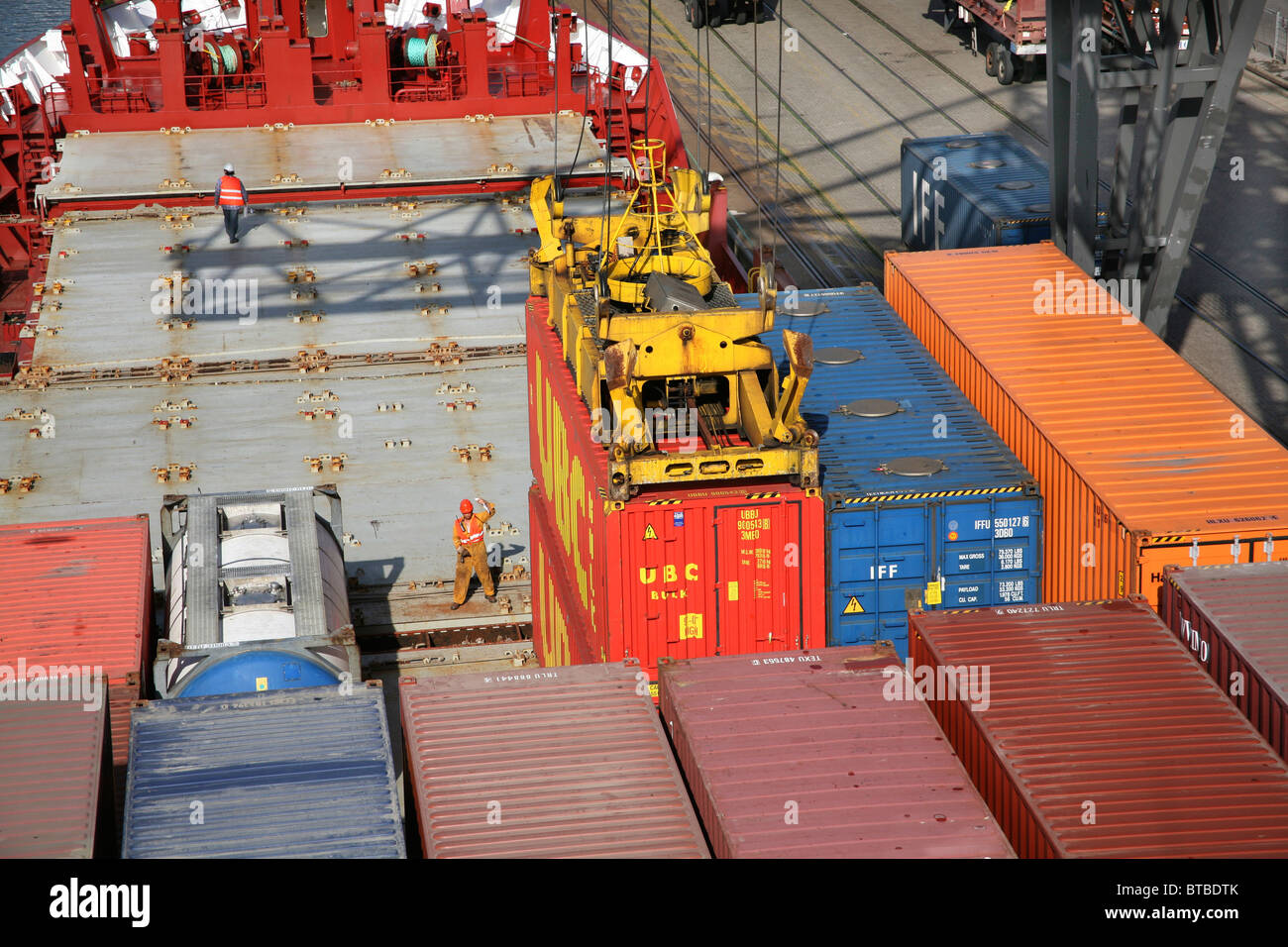 Transport de conteneurs en Hollande Banque D'Images
