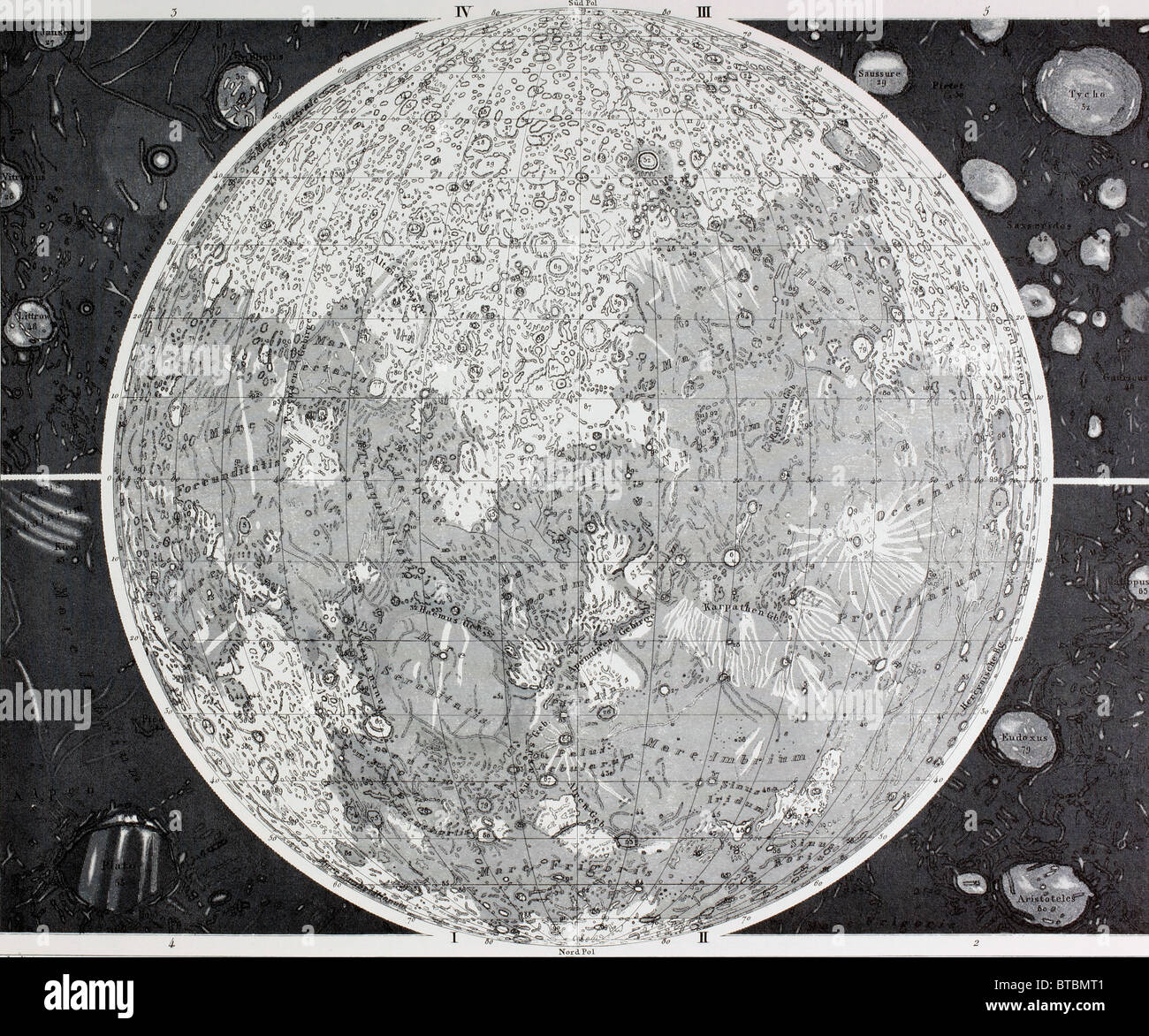 Wilhelm Wolff Beer et Johann Heinrich Mädler's Carte de la Lune produit dans les années 1830. Banque D'Images