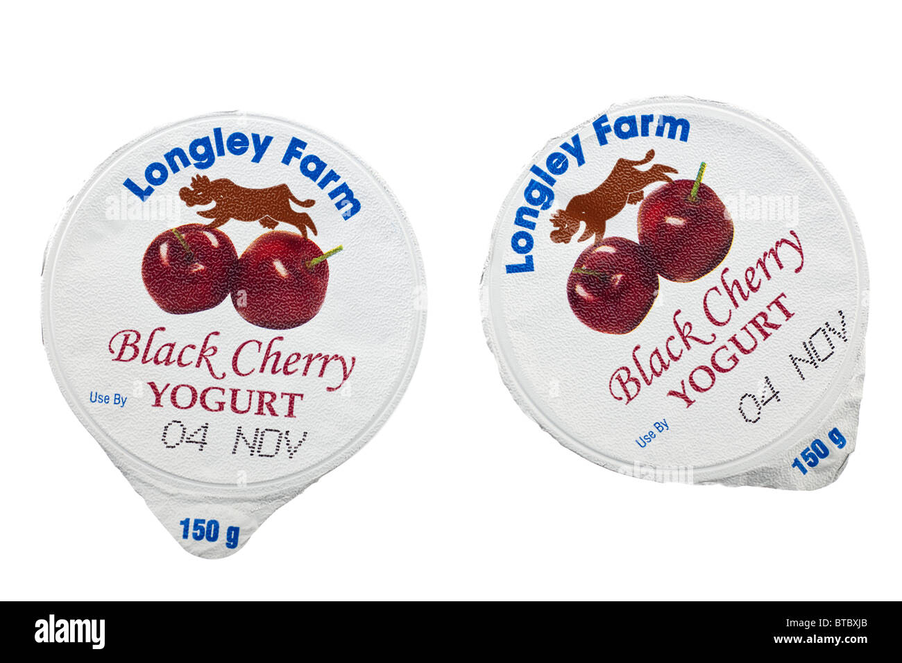 Deux 150 Longley Farm Black Cherry yaourts Banque D'Images