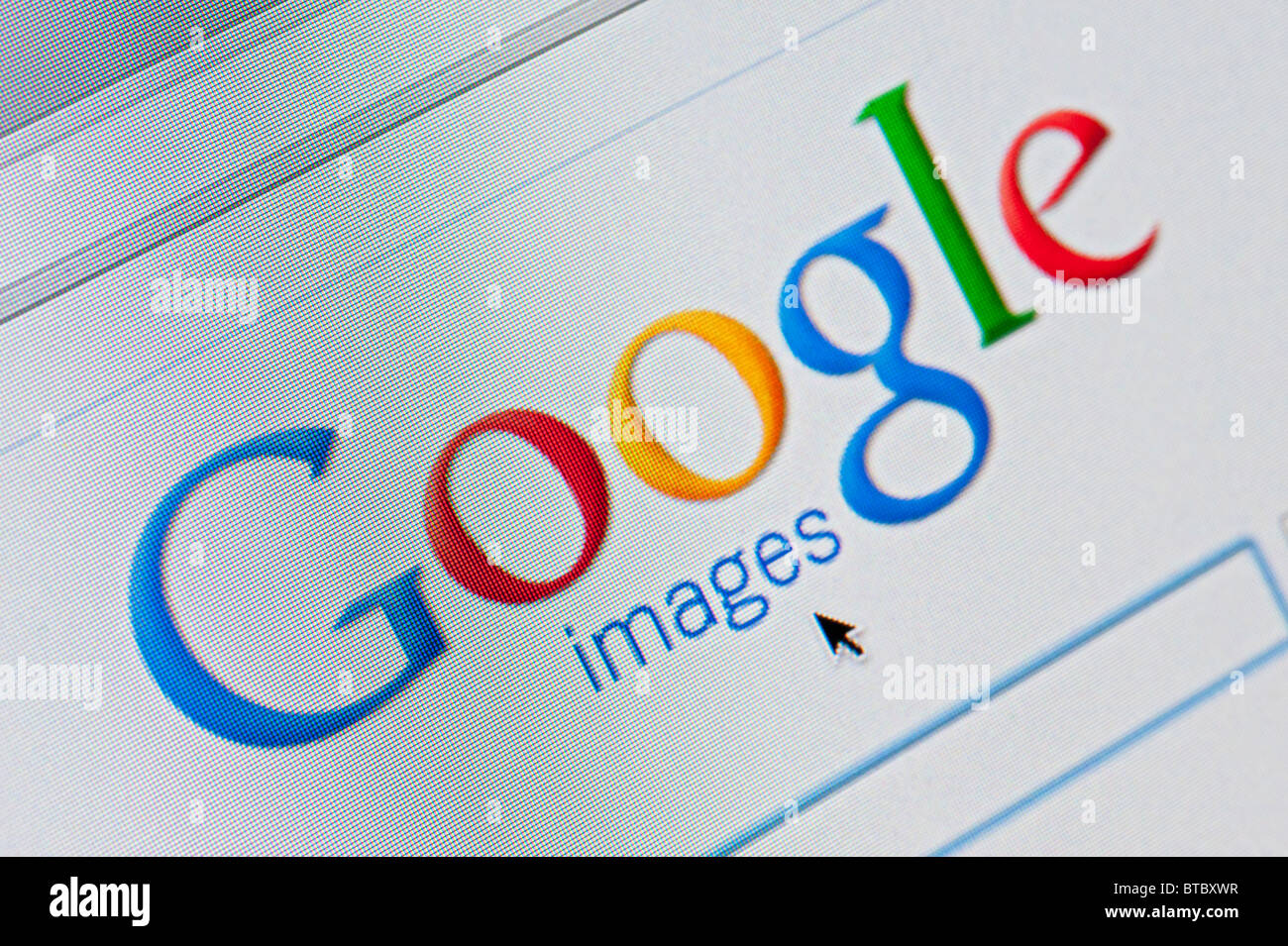Capture d'écran de la page d'accueil de Google Images recherche sur site Banque D'Images