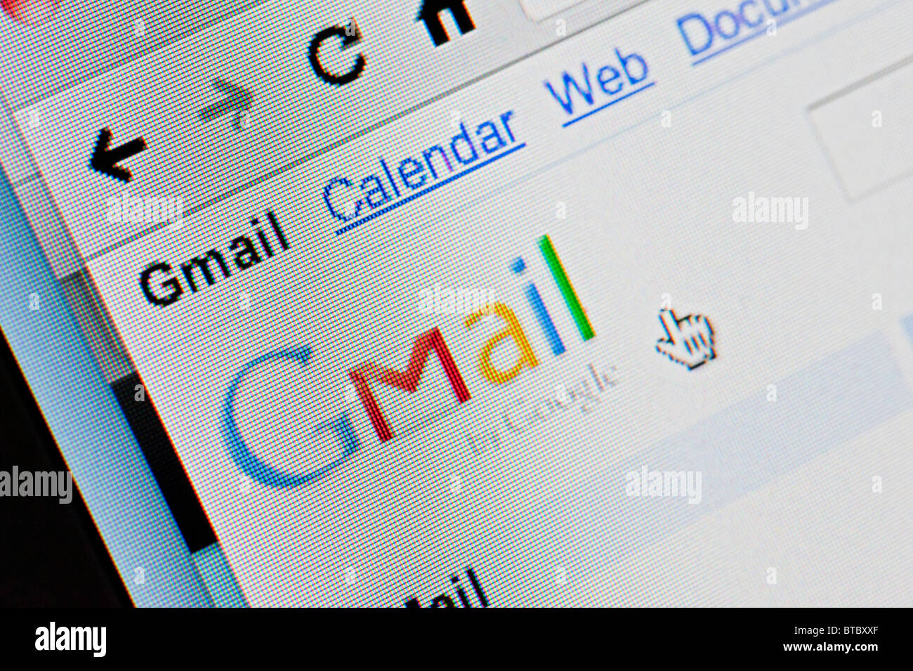Capture d'écran de la page d'accueil du site e-mail Google Gmail Banque D'Images