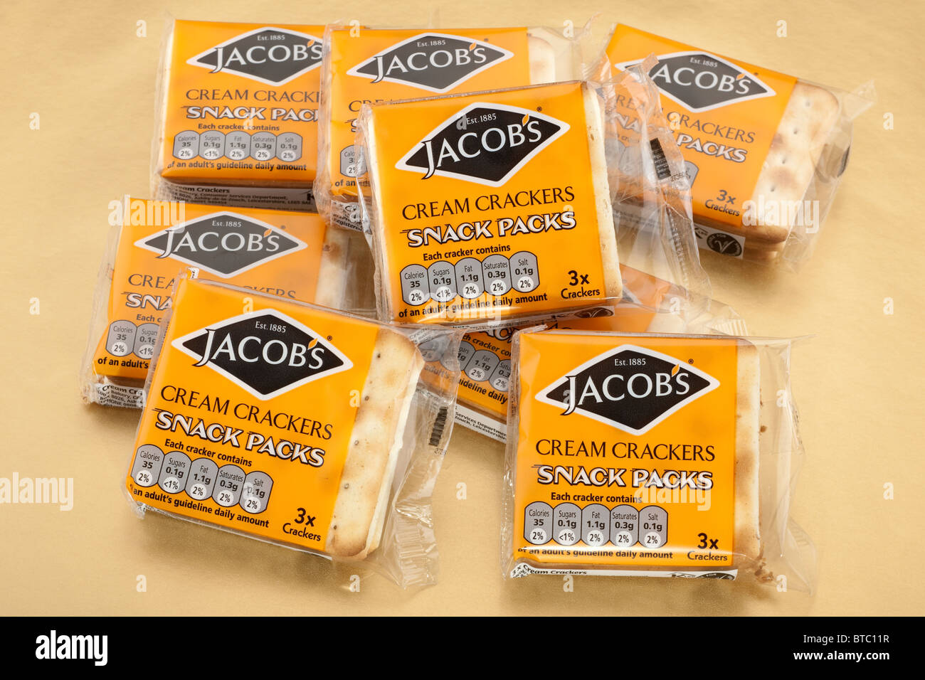 Jacob's cream crackers 8 boîtes de 3 craquelins collations Banque D'Images