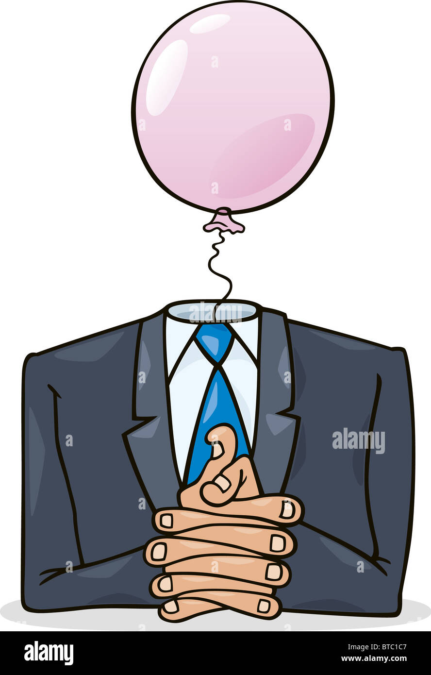 Cartoon illustration de politicien avec ballon rose au lieu de la tête Banque D'Images