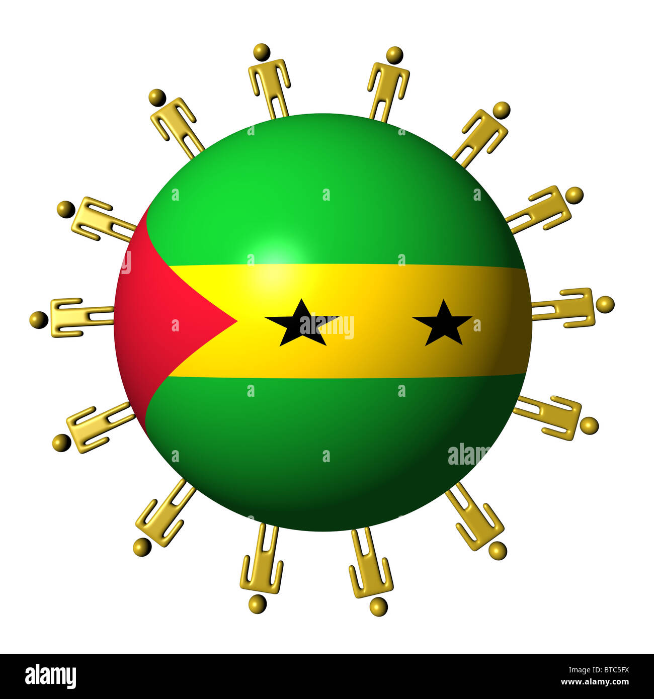 Cercle de personnes autour de Sao Tomé abstrait sphère drapeau illustration Banque D'Images