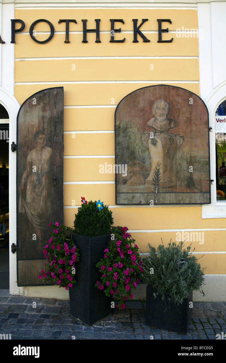 Volets avec l'ancienne peinture, Melk, Autriche Banque D'Images