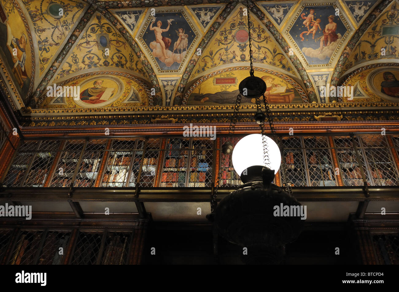 Le plafond de la Chambre est dans la Morgan Library & Museum a été décoré par Henry Siddons Mowbray avec signes du zodiaque. Banque D'Images