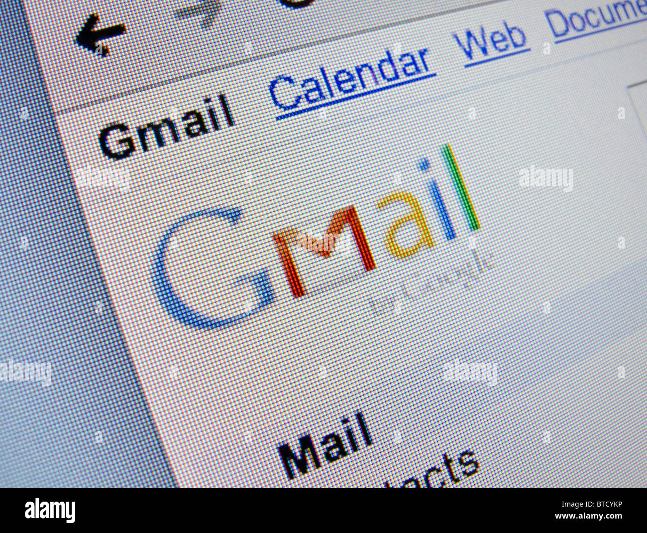 Capture d'écran de la page d'accueil du site web de Gmail Google Mail Banque D'Images