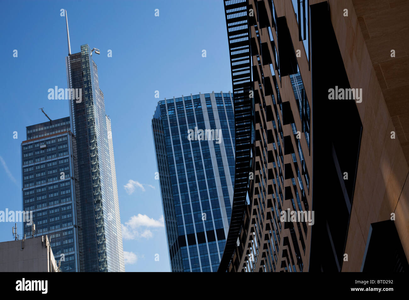 Heron Tower (L), 99 Bishopsgate (C) et Deutsche Bank siège londonien (R), London, UK Banque D'Images