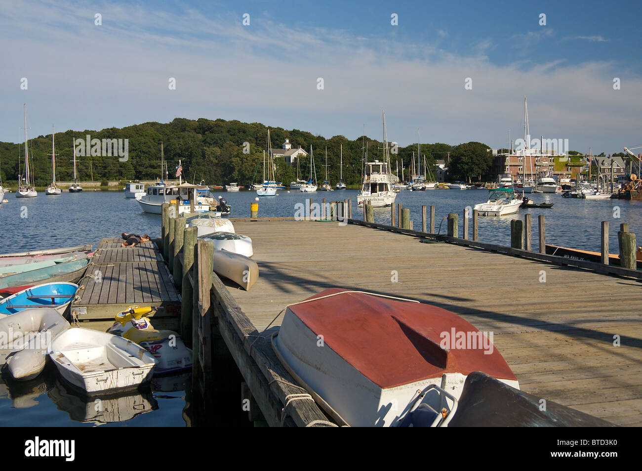 Un quai dans le Cape Cod village de Woods Hole Banque D'Images