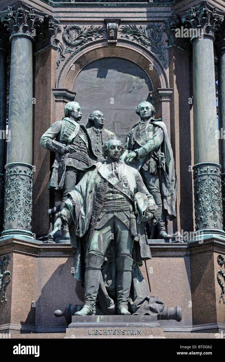 Vienne, Autriche. Maria Theresien Platz. Monument à Maria Theresa. Prince / Furst Wenzel von Liechtenstein Banque D'Images