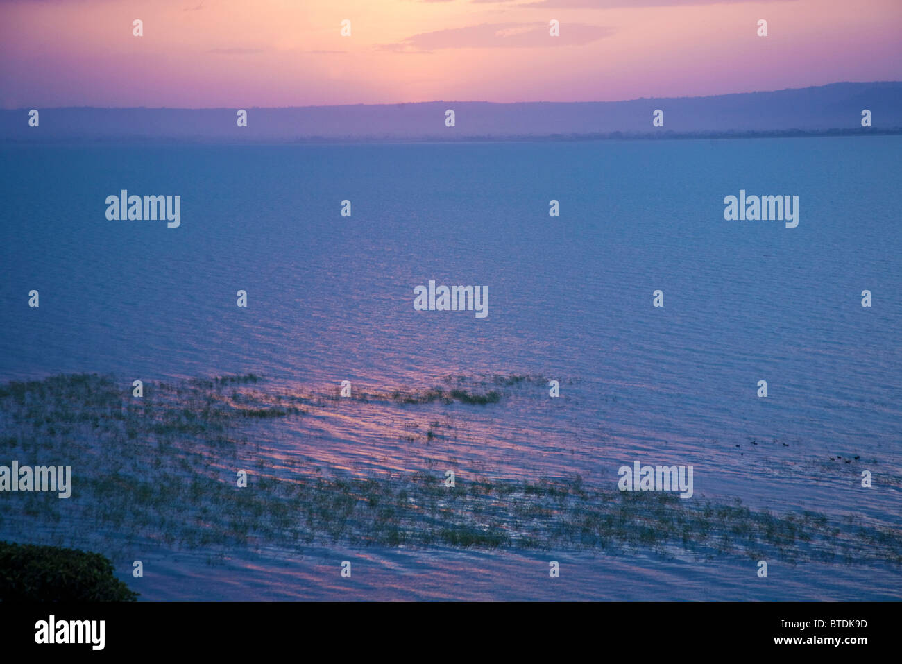 Coucher du soleil sur le lac Awassa pittoresque Banque D'Images