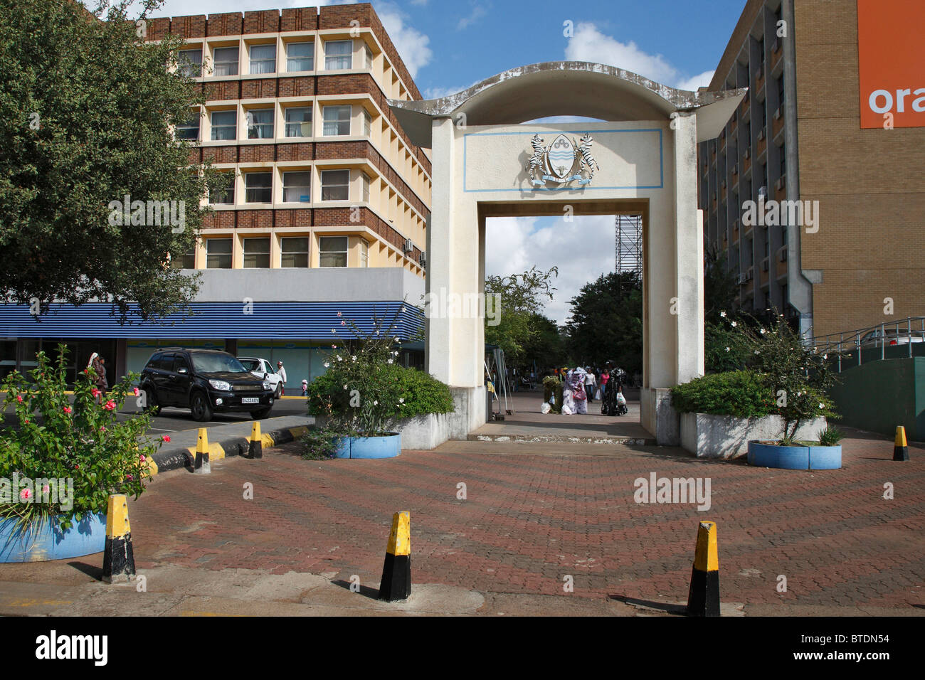 L'entrée de la vieille Main Mall dans le centre-ville de Gaborone Banque D'Images