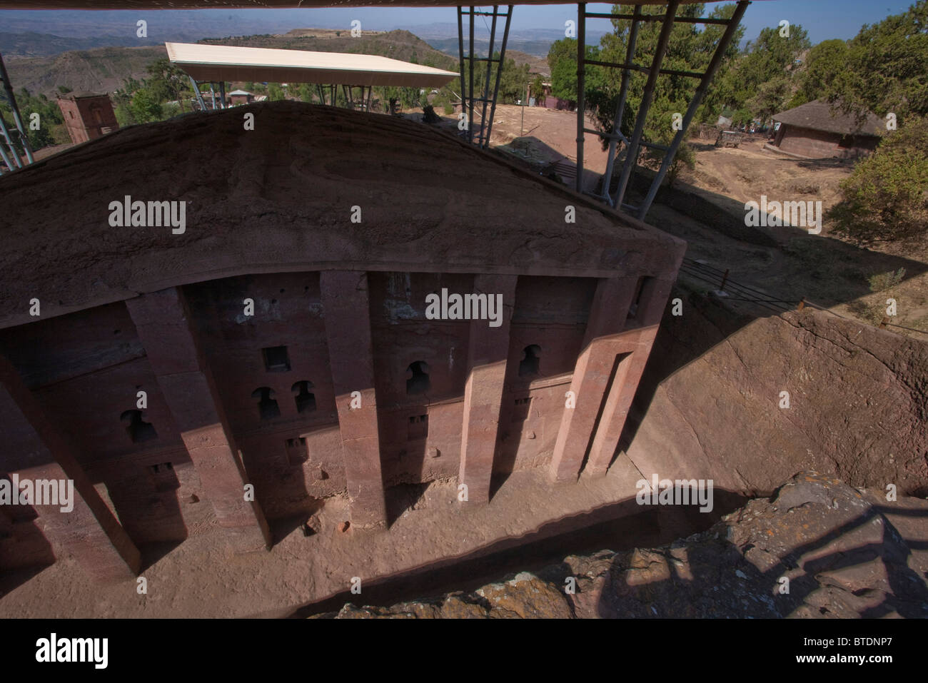 Tambour de cérémonie d'un détail de l'église creusées dans le roc, Beta Medhane Alem (Maison du Sauveur du monde) Banque D'Images