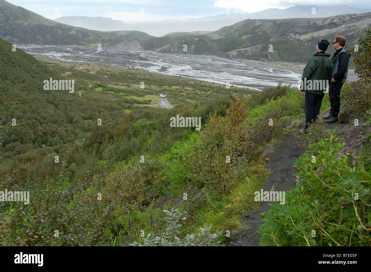 L'Islande, Porsmork Park. Couvert de cendres volcaniques de la vallée de printemps 2010 Éruption du volcan Eyjafjallajokull. Banque D'Images