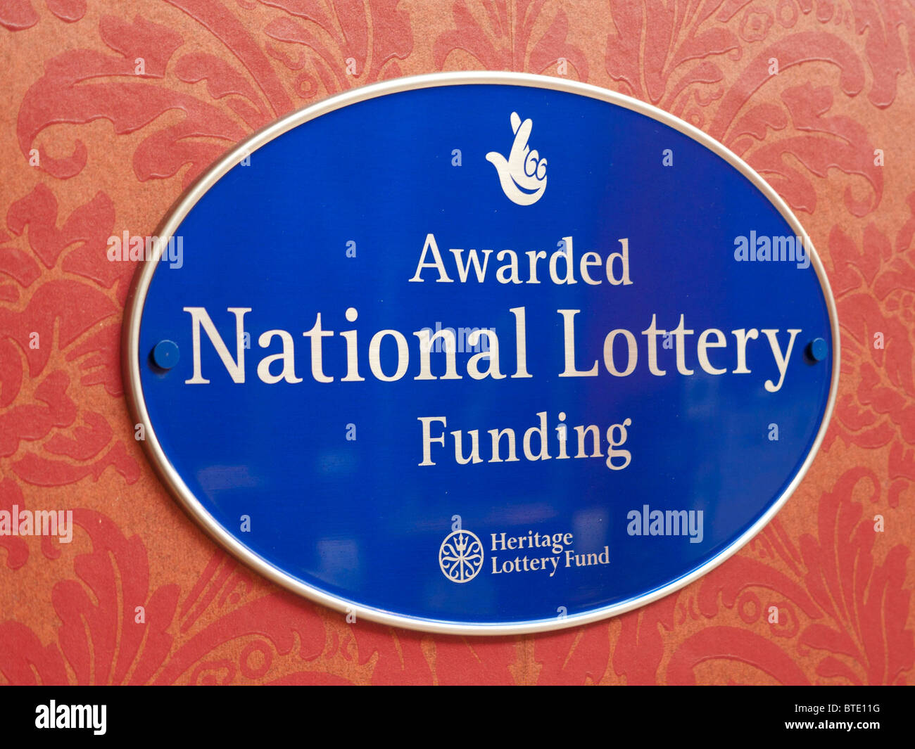 Plaque de financement de la loterie nationale Banque D'Images