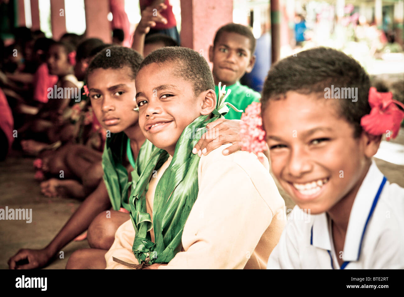 Les enfants de l'école à Fidji Banque D'Images