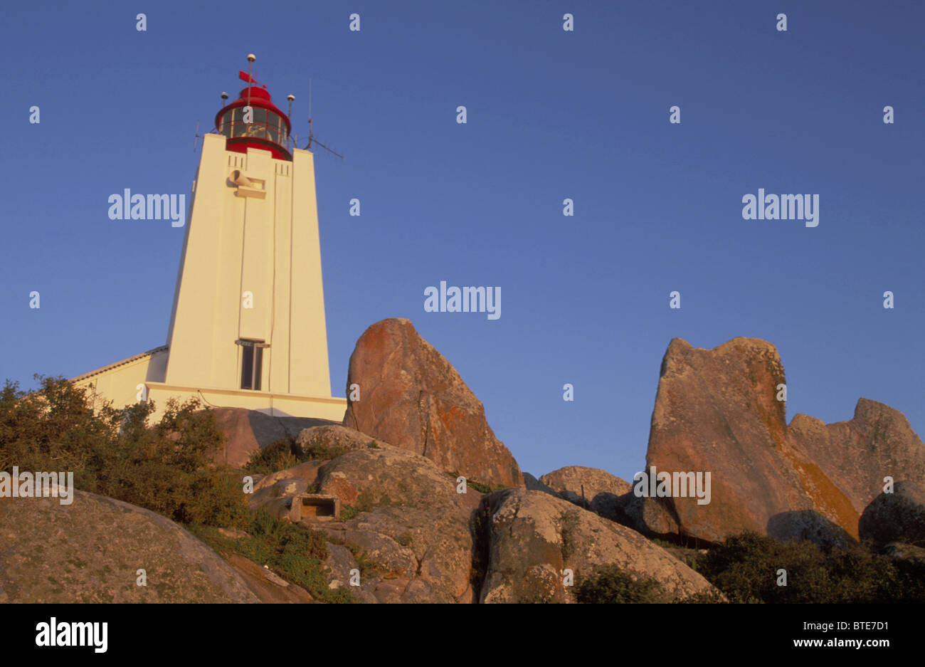 Le phare de Cape Columbine Nature Reserve aussi connu comme Titiesbaai Banque D'Images
