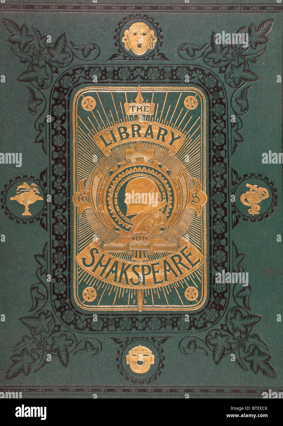 Couvercle de la bibliothèque illustrée Shakespeare, publié en 1890. Banque D'Images