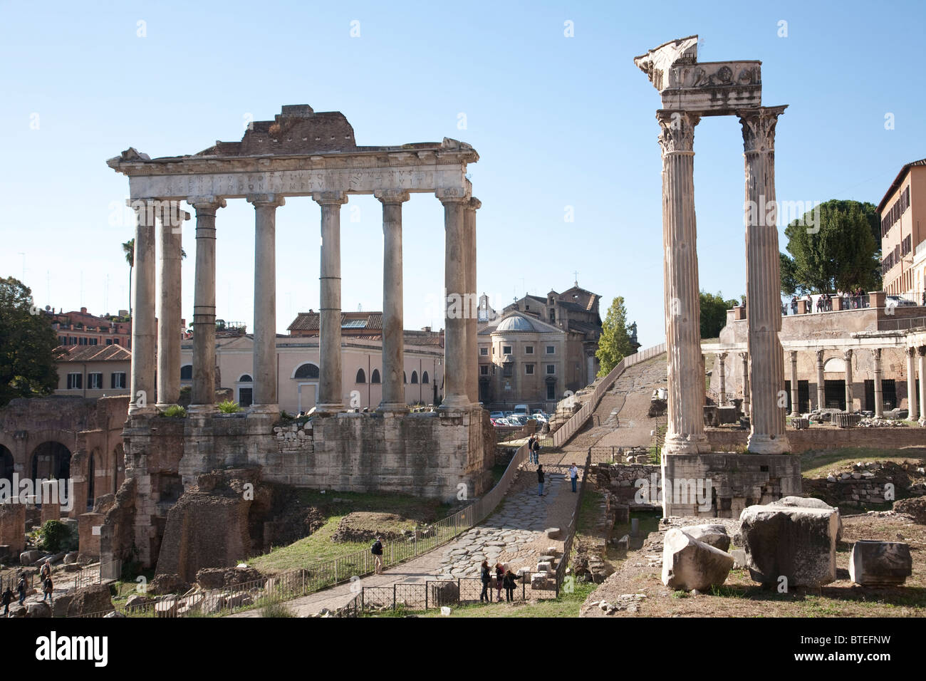 Forum romain Vitruve Rome antique l'Arc de Septime Sévère l'Empire romain en Italie. Photo:Jeff Gilbert Banque D'Images